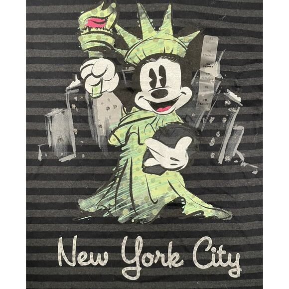 Disney Women’s Minnie Mouse Statue Of Liberty New York City V-Neck Black XL NWT - Picture 2 of 5